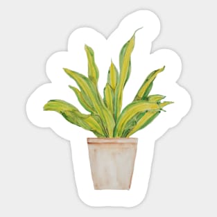 green indoor plant in brown pot watercolor 2 Sticker